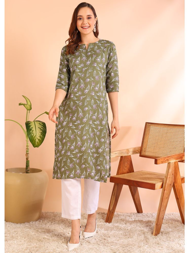     			DSK STUDIO Pack of 1 Viscose Printed Straight Women's Kurti - ( Green )