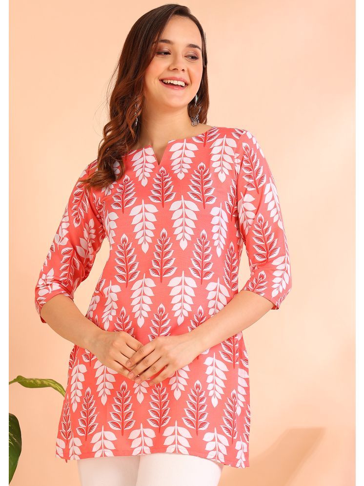     			DSK STUDIO Pack of 1 Viscose Printed Straight Women's Kurti - ( Peach )