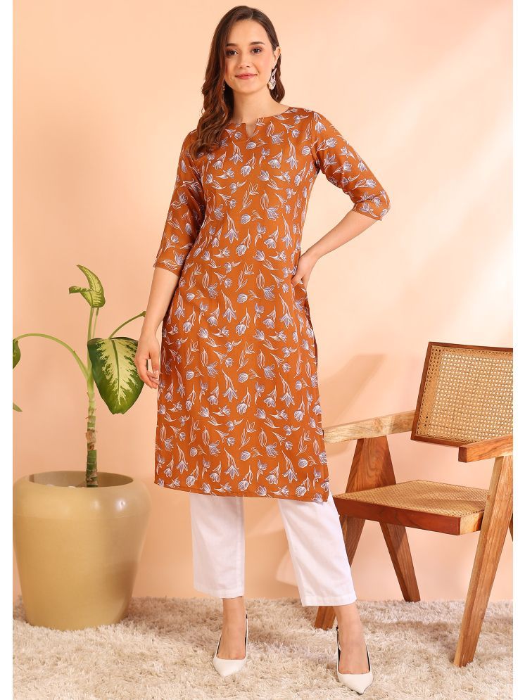     			DSK STUDIO Viscose Printed Straight Women's Kurti - Mustard ( Pack of 1 )