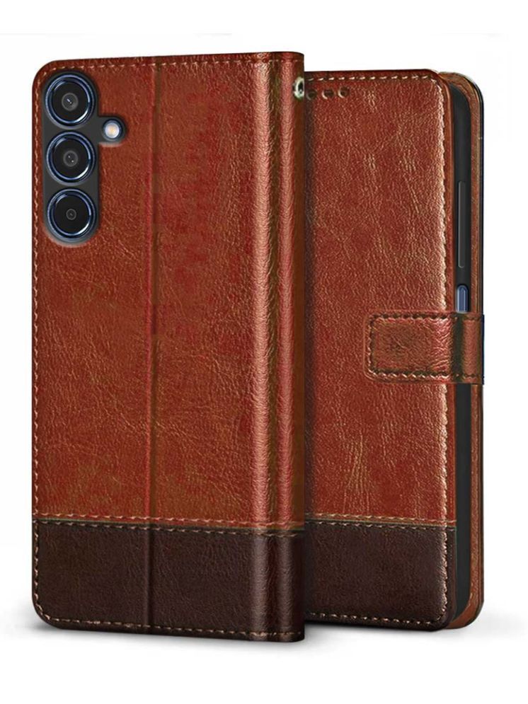     			Fashionury Brown Flip Cover Leather Compatible For Samsung Galaxy M35 5G ( Pack of 1 )