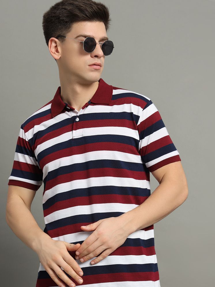     			GET GOLF Cotton Blend Regular Fit Striped Half Sleeves Men's Polo T Shirt - Multicolor ( Pack of 1 )