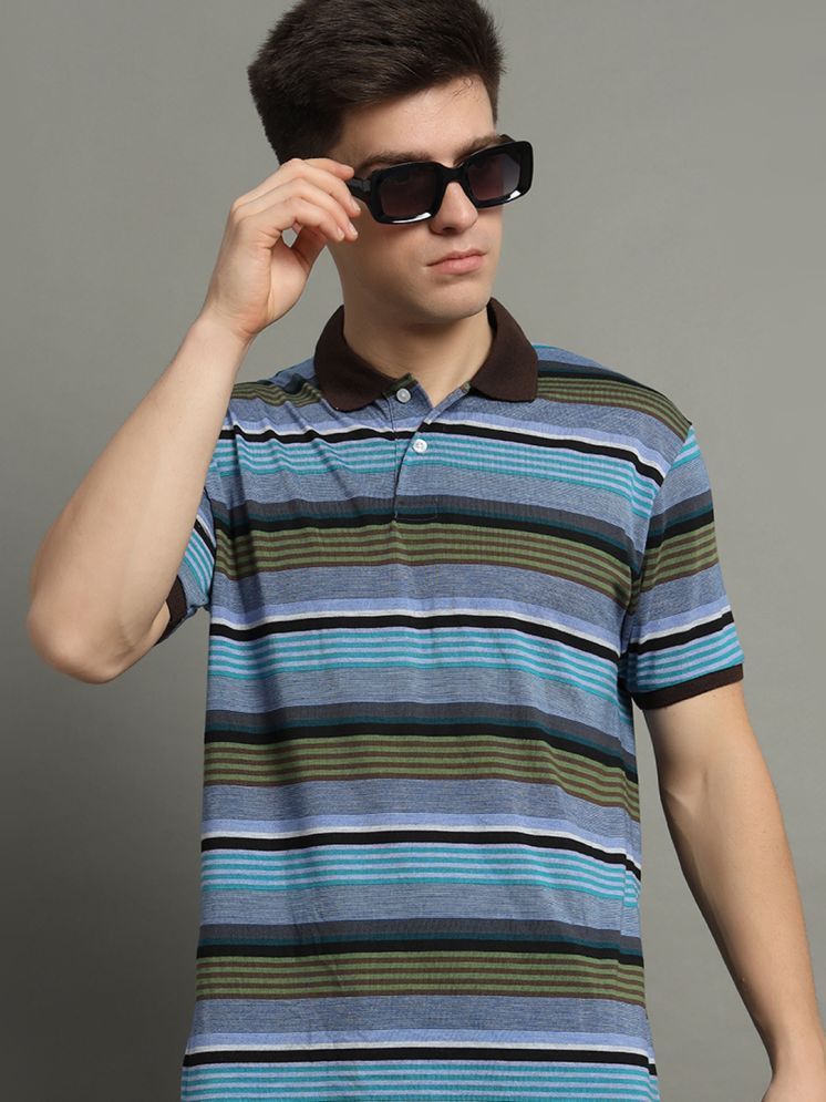     			GET GOLF Cotton Blend Regular Fit Striped Half Sleeves Men's Polo T Shirt - Multicolor ( Pack of 1 )