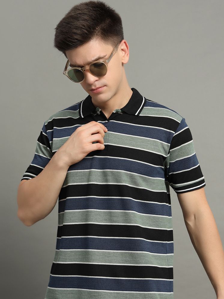     			GET GOLF Pack of 1 Cotton Blend Regular Fit Striped Half Sleeves Men's Polo T Shirt ( Black )