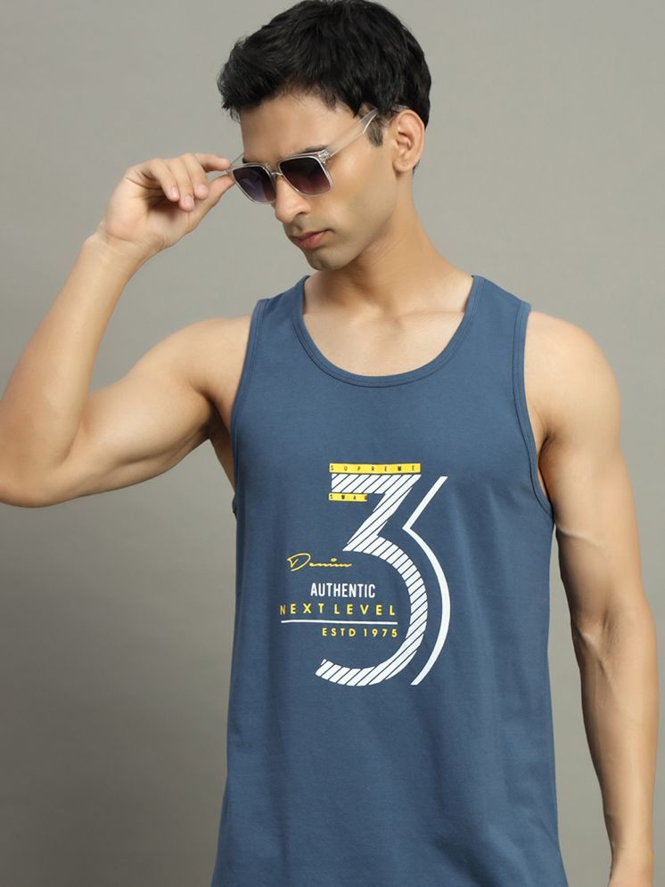     			GET GOLF Cotton Blend Regular Fit Printed Sleeveless Men's Round T-Shirt - Navy Blue ( Pack of 1 )