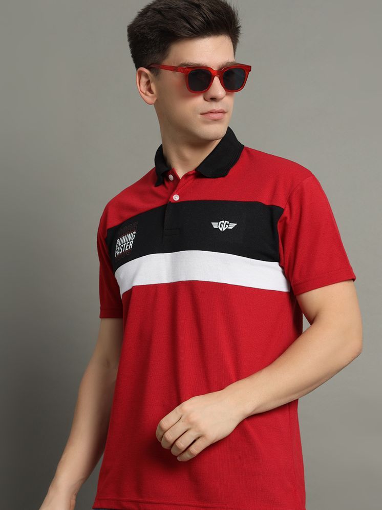     			GET GOLF Cotton Blend Regular Fit Colorblock Half Sleeves Men's Polo T Shirt - Red ( Pack of 1 )