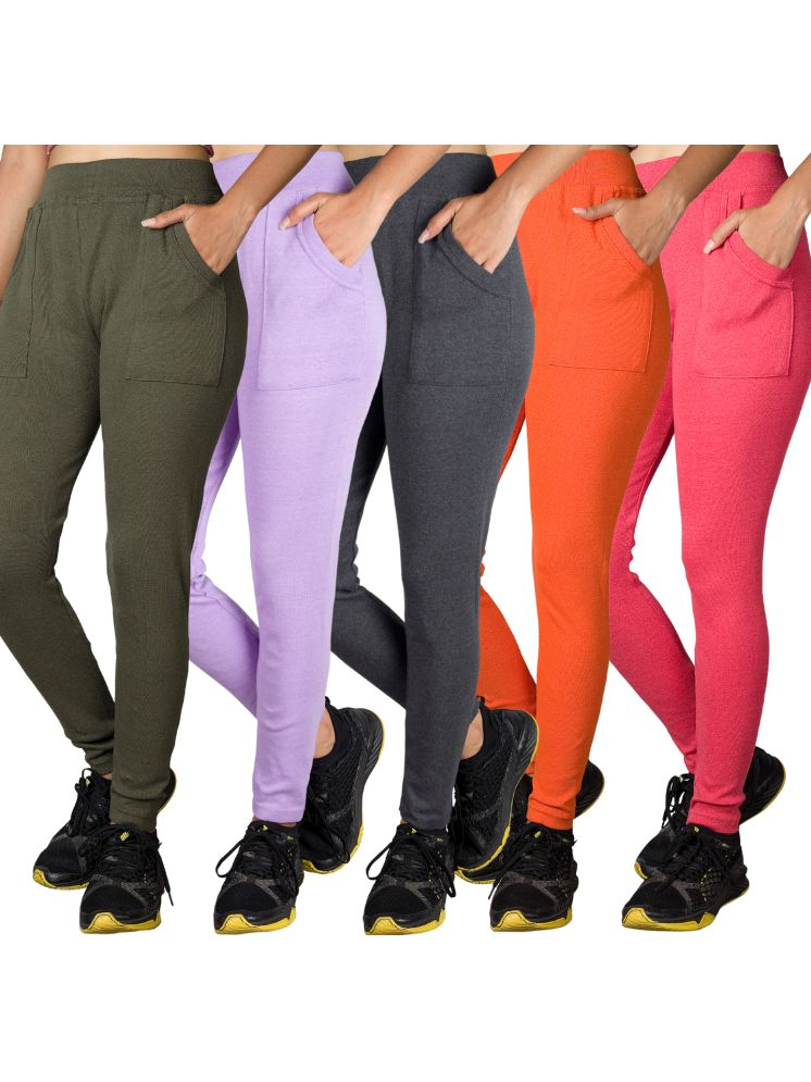     			KARARO JEGGINGS - Cotton Blend Skinny Fit Orange Women's Jeggings ( Pack of 5 )