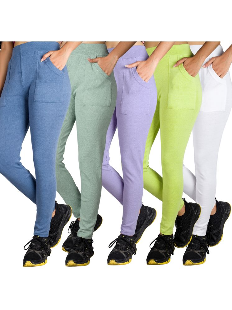     			KARARO JEGGINGS - Cotton Blend Skinny Fit Fluorescent Green Women's Jeggings ( Pack of 5 )