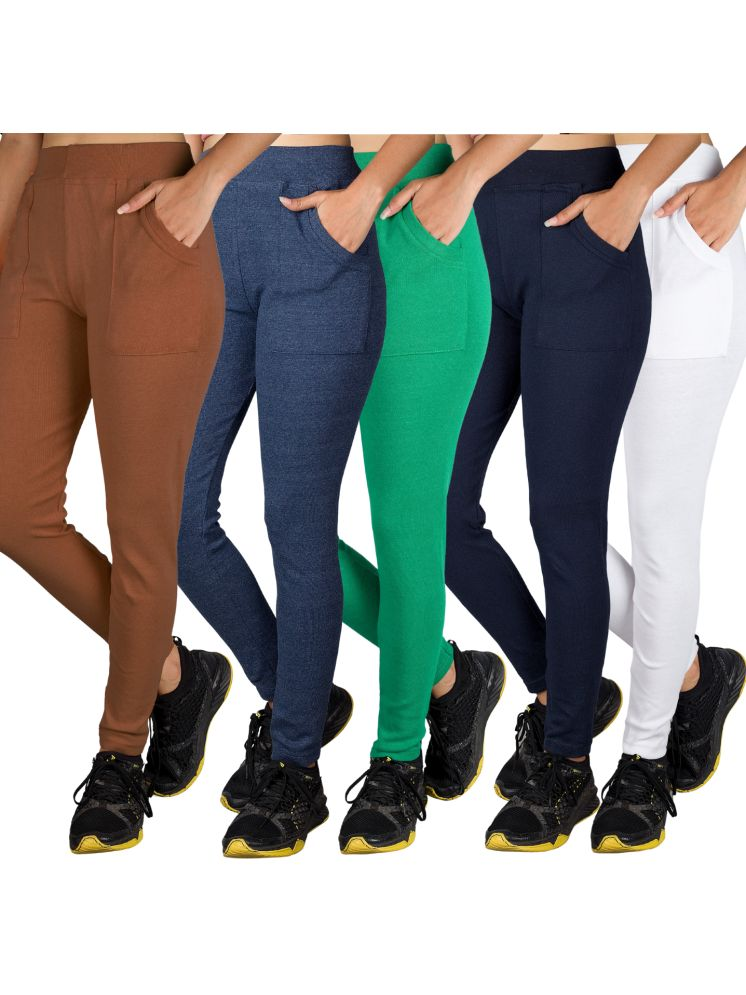     			KARARO JEGGINGS - Cotton Blend Skinny Fit Navy Women's Jeggings ( Pack of 5 )