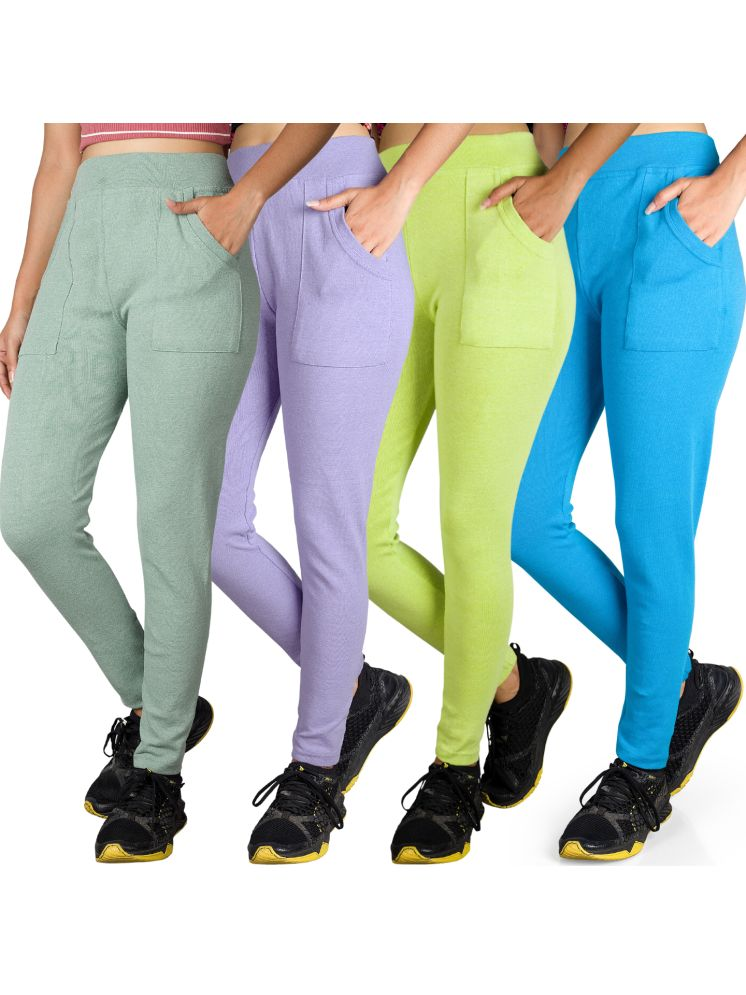     			KARARO JEGGINGS - Cotton Blend Skinny Fit Green Women's Jeggings ( Pack of 4 )