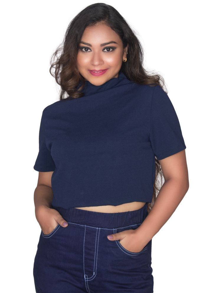     			Leean Patterns Navy Blue Polyester Women's Crop Top ( Pack of 1 )