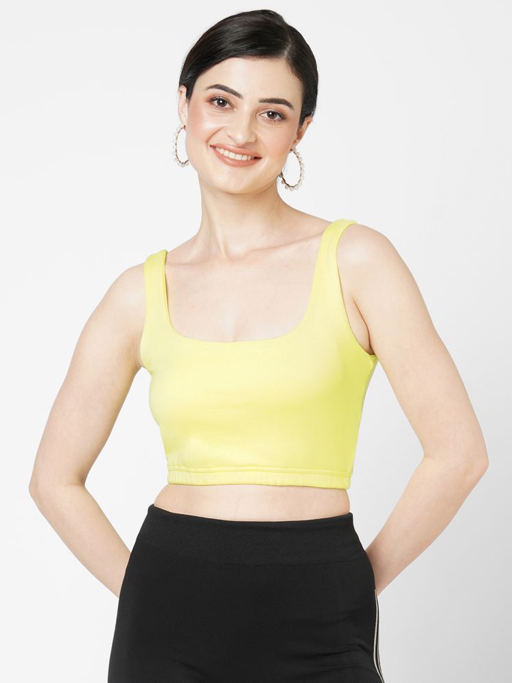     			Leean Patterns Yellow Cotton Blend Women's Crop Top ( Pack of 1 )