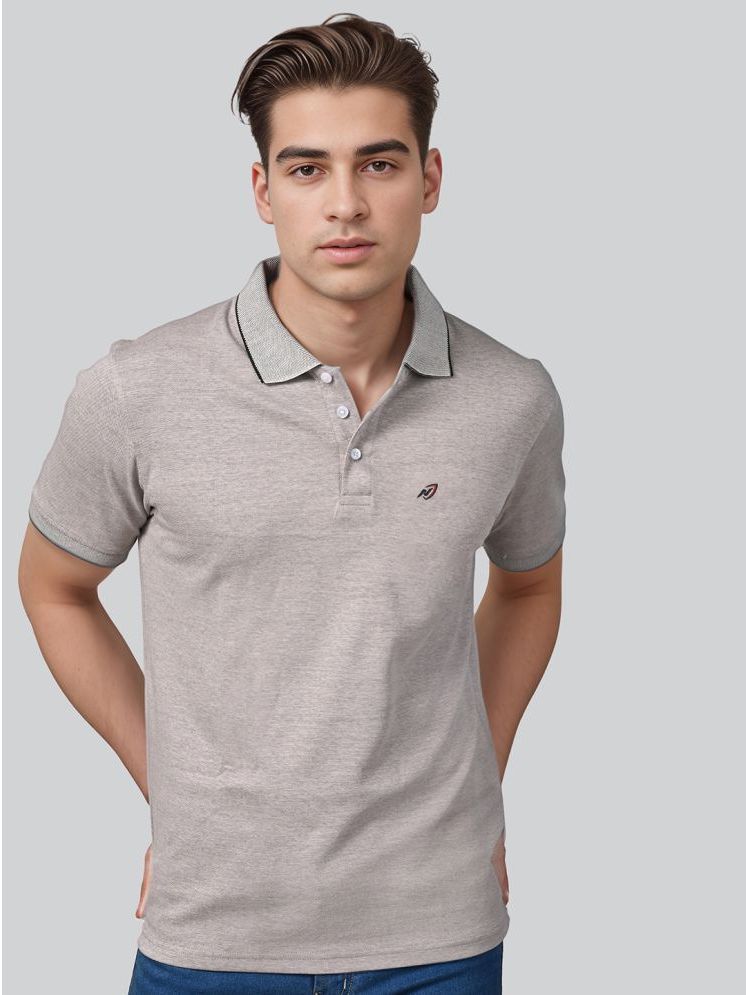     			Lux Nitro Cotton Regular Fit Self Design Half Sleeves Men's Polo T Shirt - Grey ( Pack of 1 )