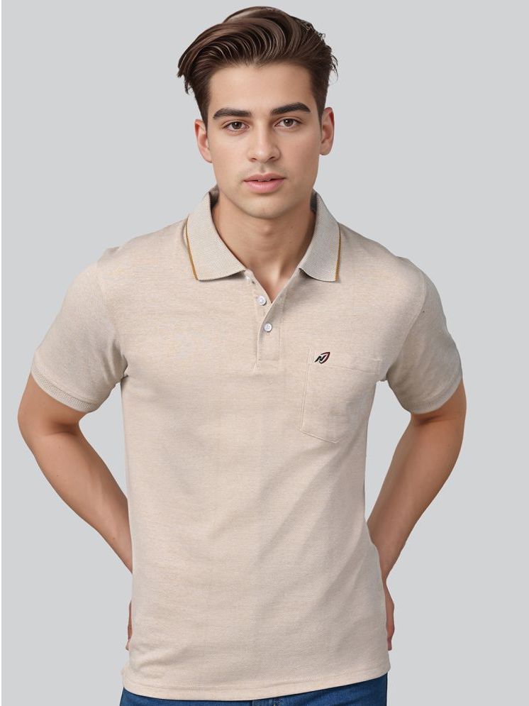     			Lux Nitro Cotton Regular Fit Solid Half Sleeves Men's Polo T Shirt - Beige ( Pack of 1 )