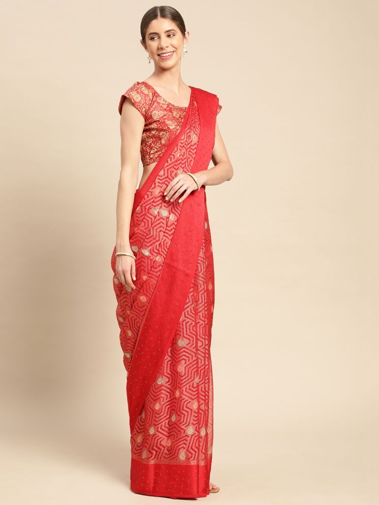     			Rekha Maniyar Chiffon Printed Saree With Blouse Piece - Red ( Pack of 1 )