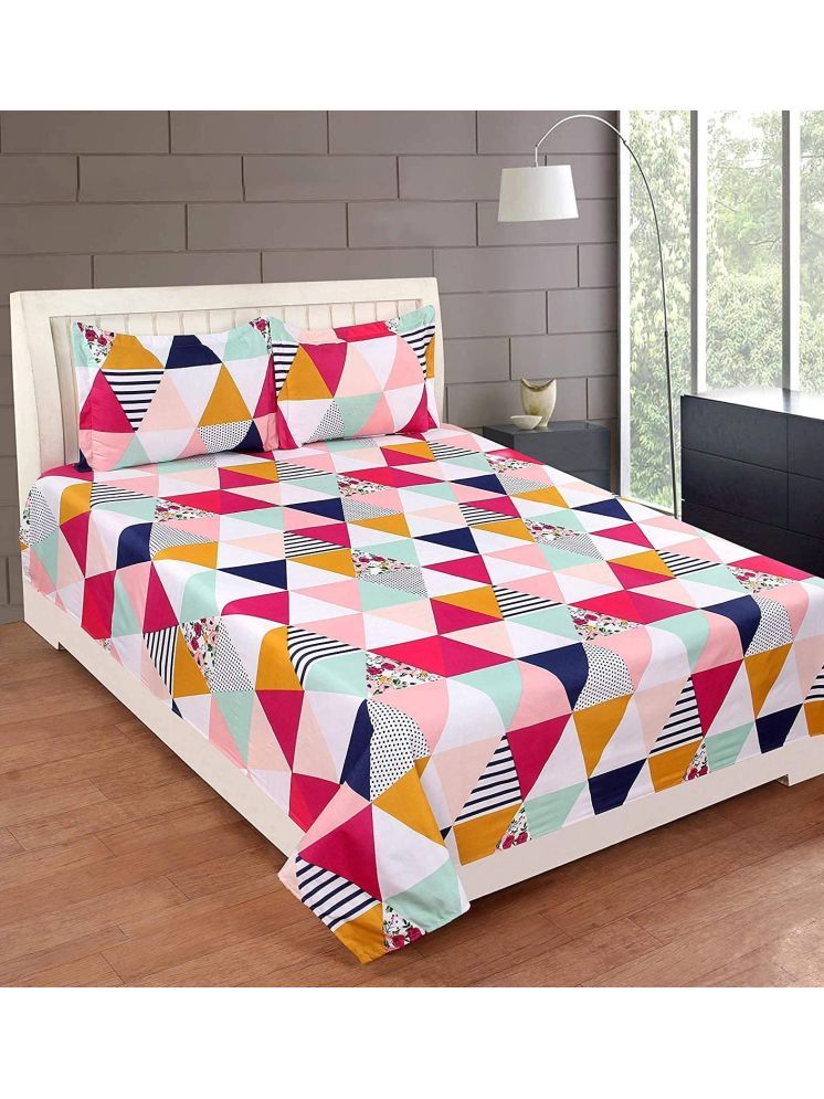     			SWIZIER Microfiber Geometric Printed 1 Double with 2 Pillow Covers - Multicolor