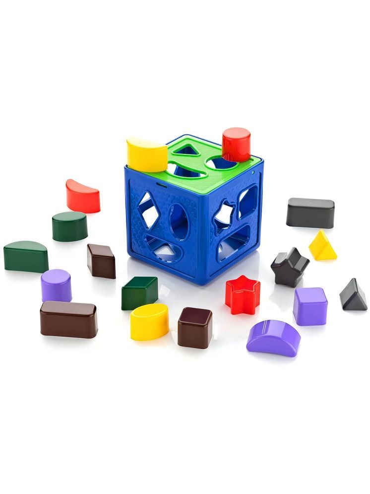     			TOY DEKHO Shape Sorting Cube With 18 Shape And Different Color - Kids Activity Toys - Learning And Educational Toys For Boys Girls Age 2+ Years Toy With Plastic Multicolour - (Bis Approved), 19 Pcs