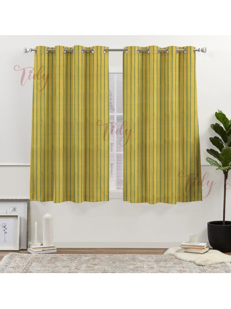     			Tidy Vertical Striped Room Darkening Eyelet Curtain 5 ft ( Pack of 2 ) - Yellow