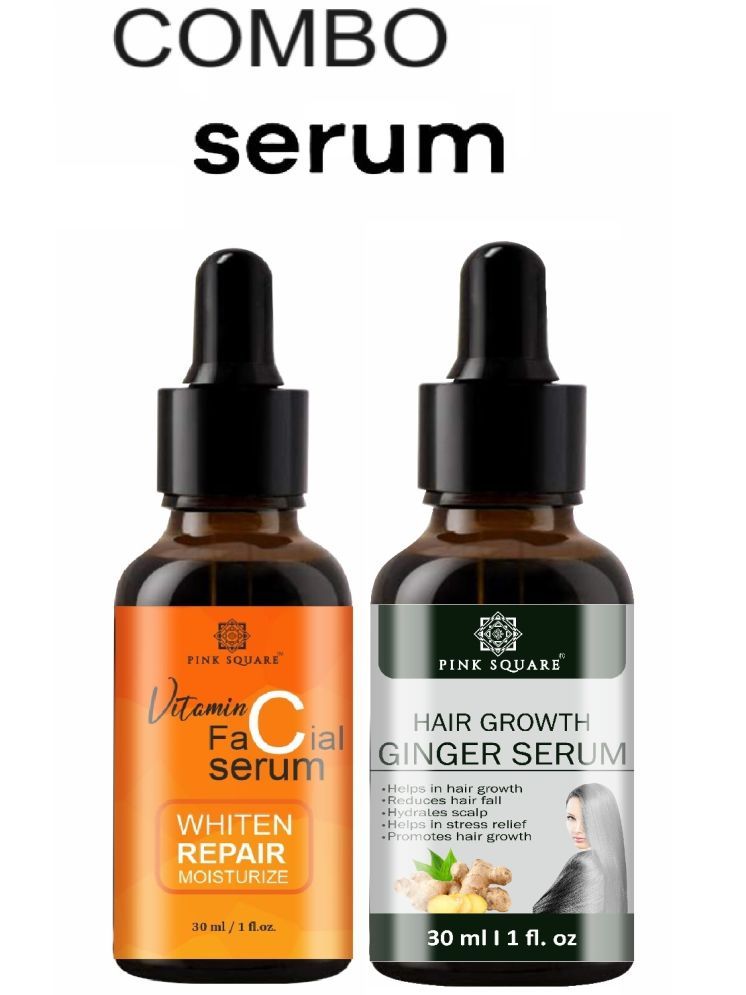     			Vitamin C Serum & Hair Growth Ginger Serum for Men & Women (Each,30ml) Combo of 2