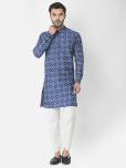 Deyann Blue Cotton Blend Regular Fit Men's Kurta Pyjama Set ( Pack of 1 )