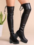 Shoetopia Black Women's Knee Length Boots