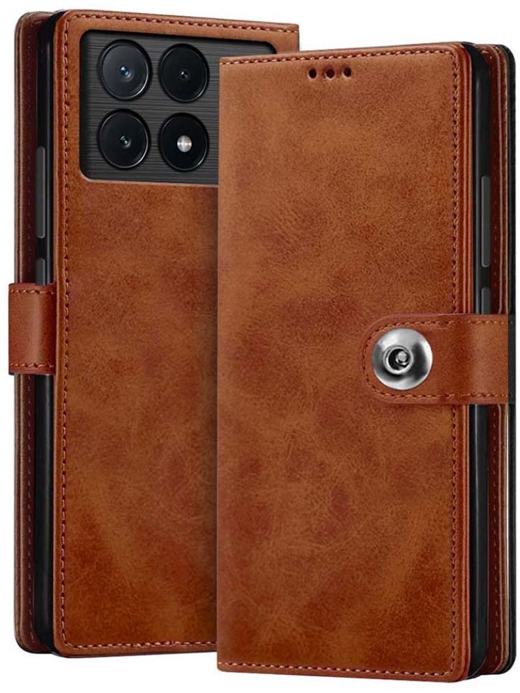     			Fashionury Brown Flip Cover Artificial Leather Compatible For POCO X6 Pro 5G ( Pack of 1 )