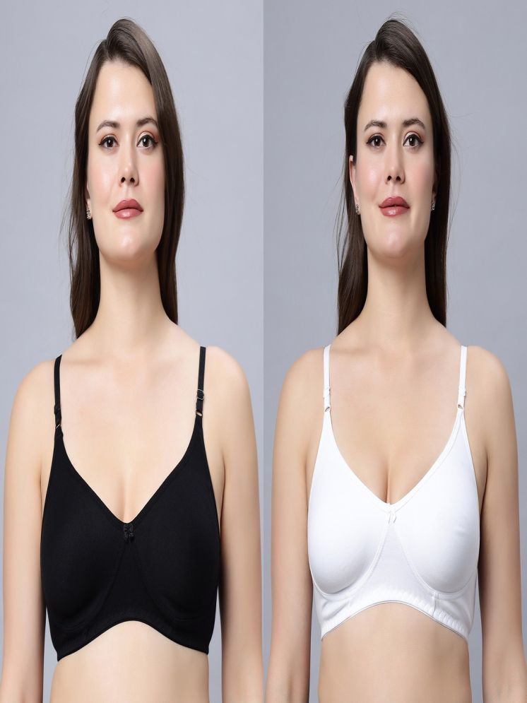     			IN CARE LINGERIE Pack of 2 Cotton Non Padded Women's Everyday Bra ( Multicolor ) SOHA_WHITEBLACK_36B