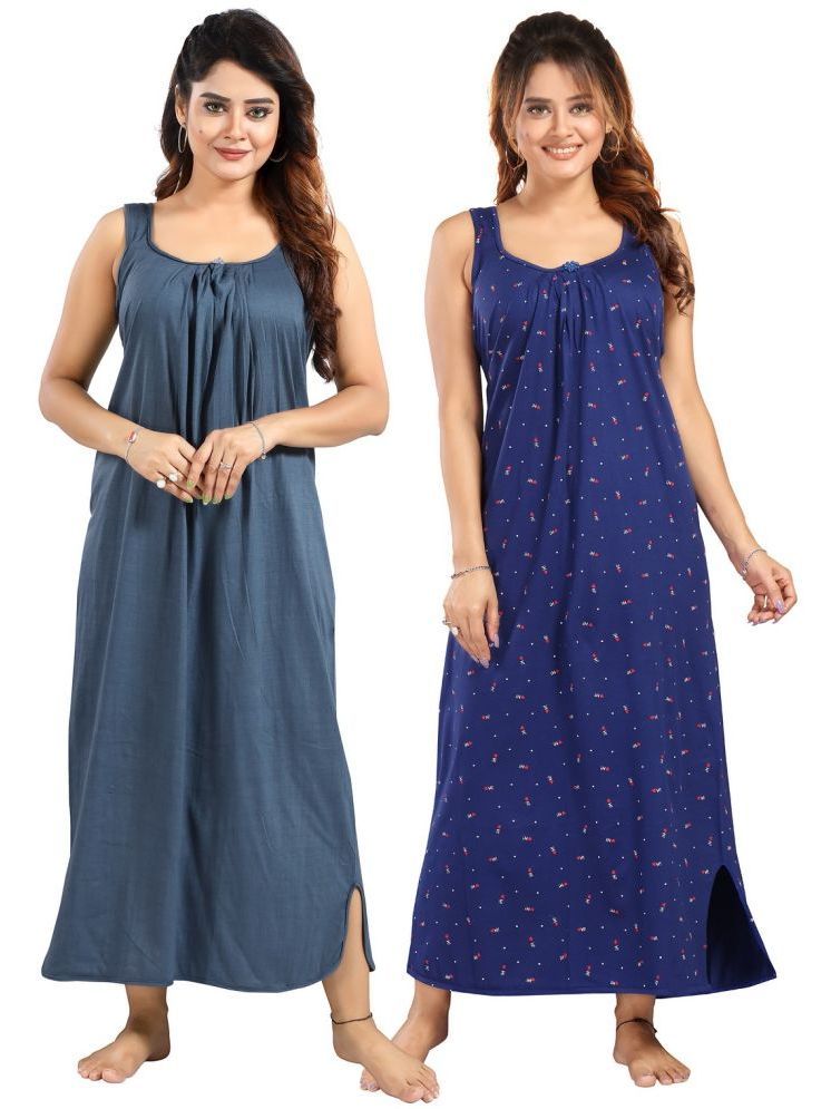     			INNER BEATS Multicolor Cotton Blend Women's Nightwear Nighty & Night Gowns ( Pack of 2 )