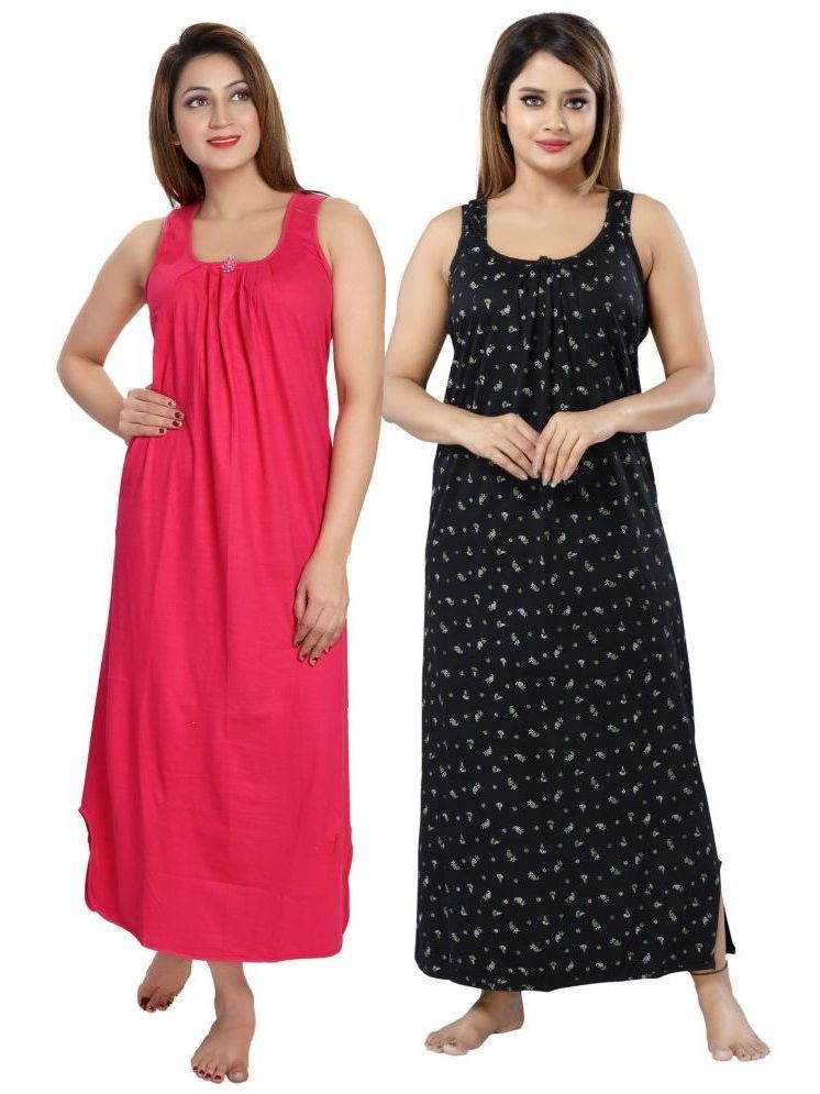     			INNER BEATS Multicolor Cotton Blend Women's Nightwear Nighty & Night Gowns ( Pack of 2 )