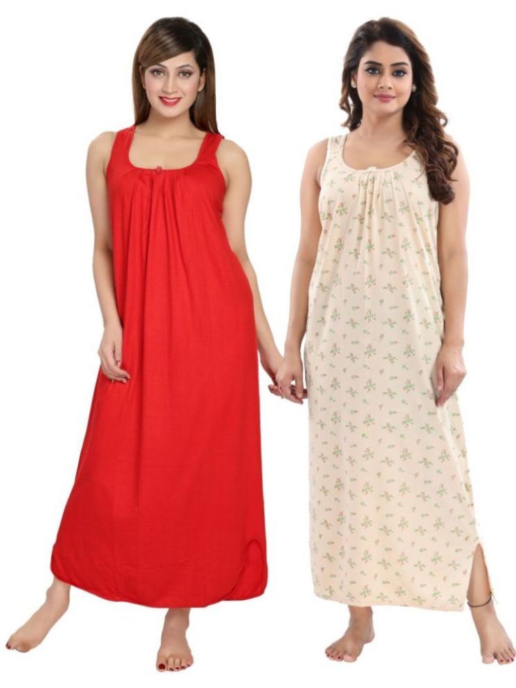     			INNER BEATS Multicolor Cotton Blend Women's Nightwear Nighty & Night Gowns ( Pack of 2 )