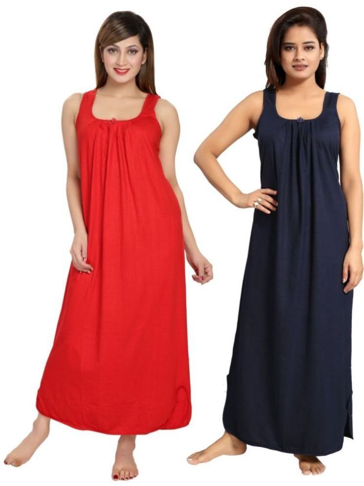     			INNER BEATS Multicolor Cotton Blend Women's Nightwear Nighty & Night Gowns ( Pack of 2 )