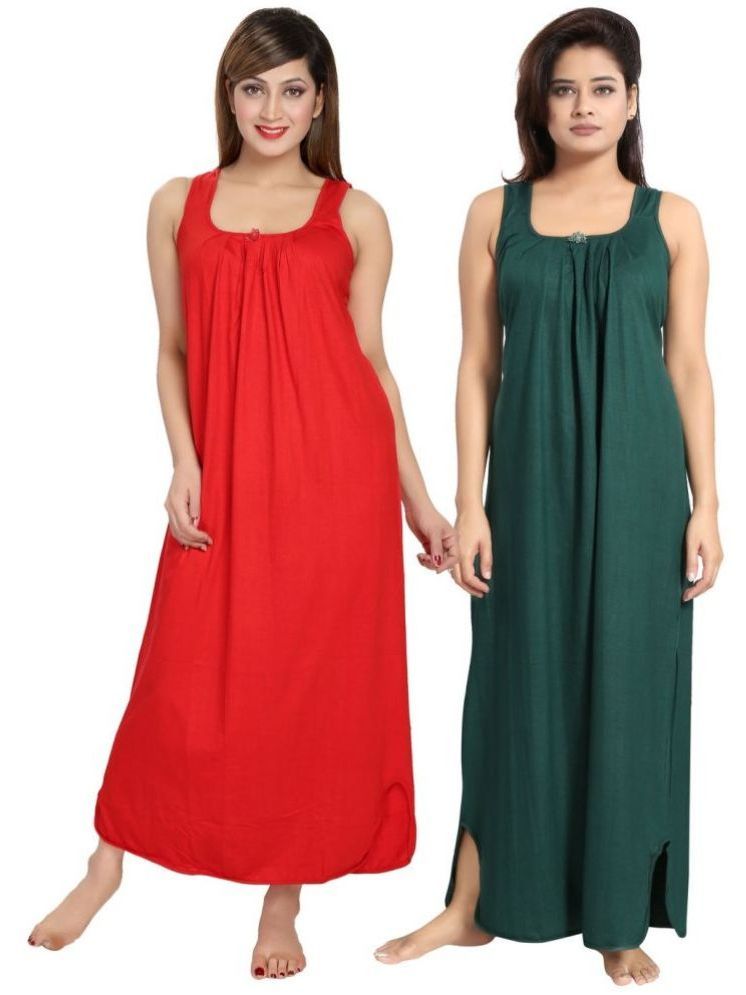     			INNER BEATS Multicolor Cotton Blend Women's Nightwear Nighty & Night Gowns ( Pack of 2 )