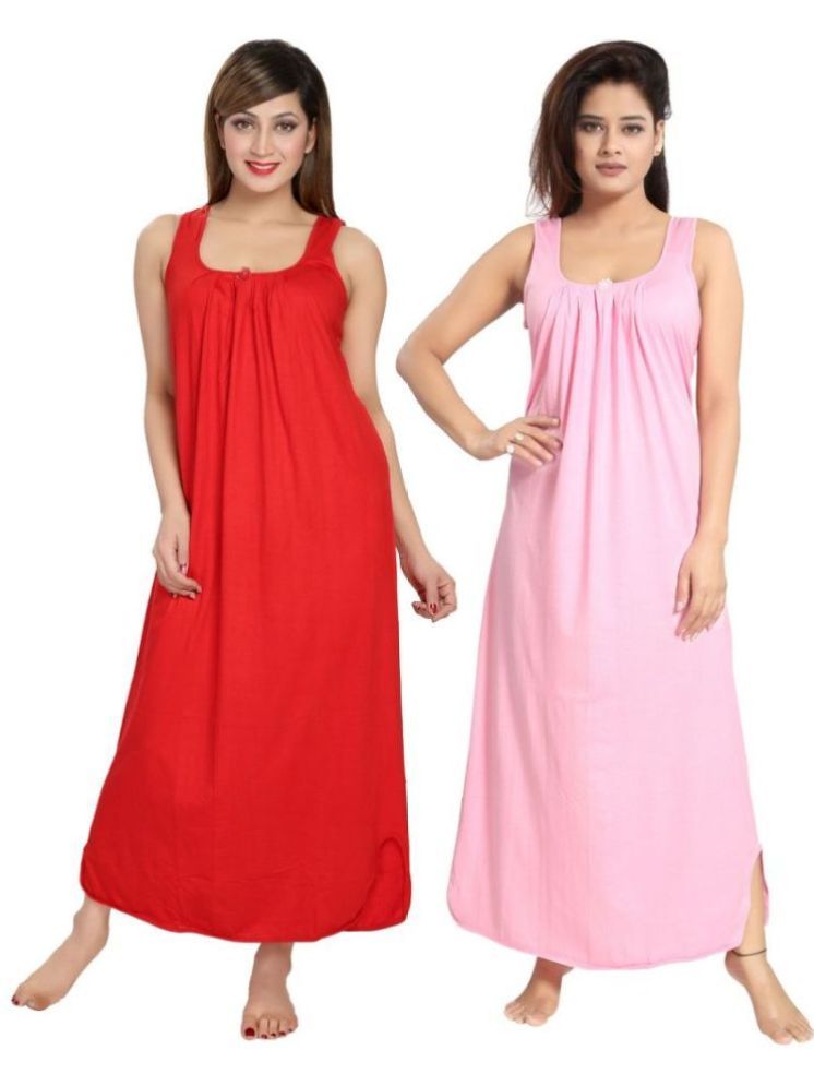     			INNER BEATS Multicolor Cotton Blend Women's Nightwear Nighty & Night Gowns ( Pack of 2 )