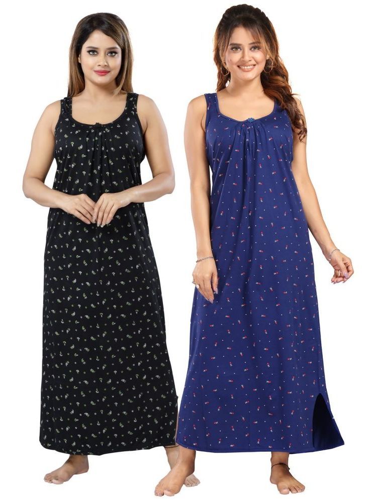     			INNER BEATS Multicolor Cotton Blend Women's Nightwear Nighty & Night Gowns ( Pack of 2 )