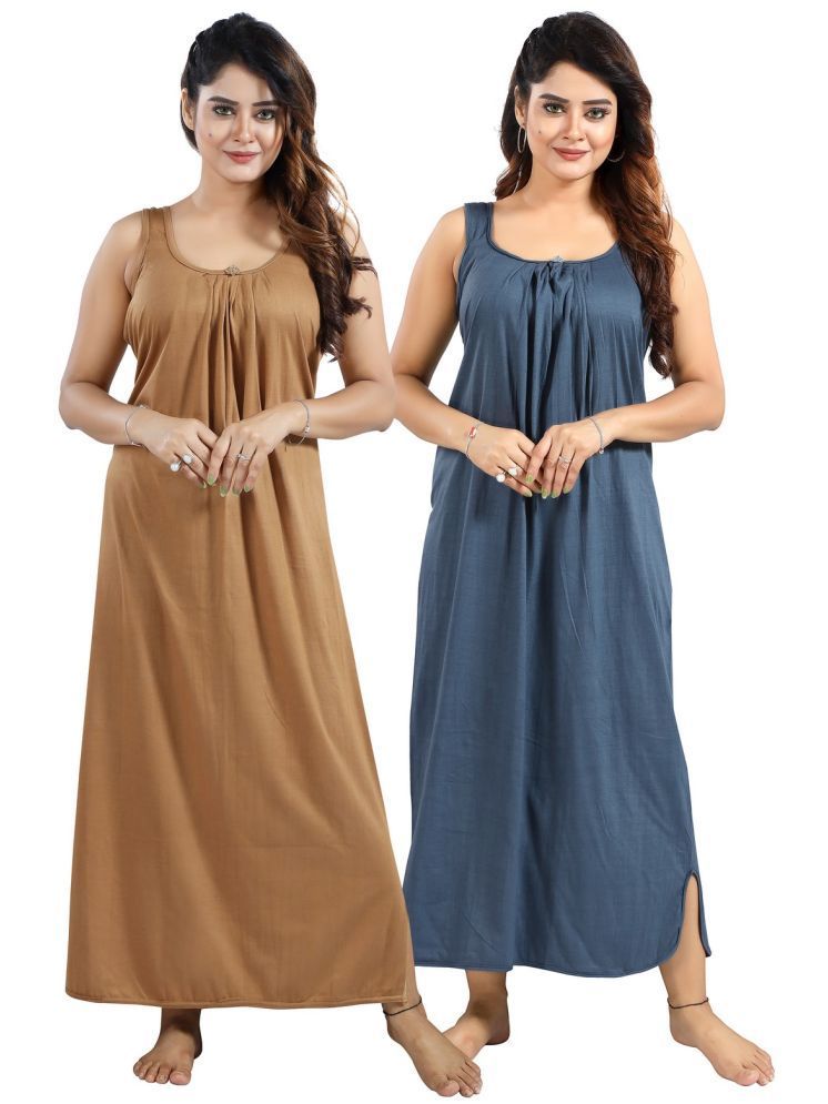     			INNER BEATS Multicolor Cotton Blend Women's Nightwear Nighty & Night Gowns ( Pack of 2 )