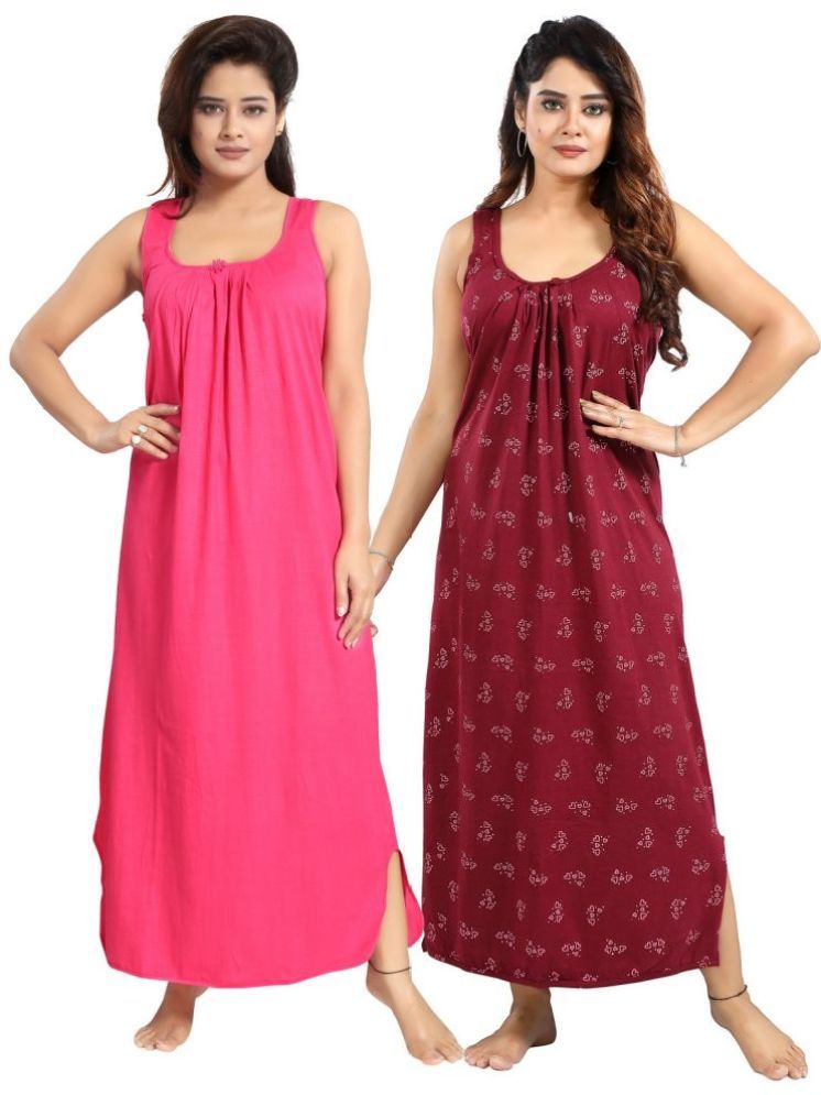     			INNER BEATS Multicolor Cotton Blend Women's Nightwear Nighty & Night Gowns ( Pack of 2 )