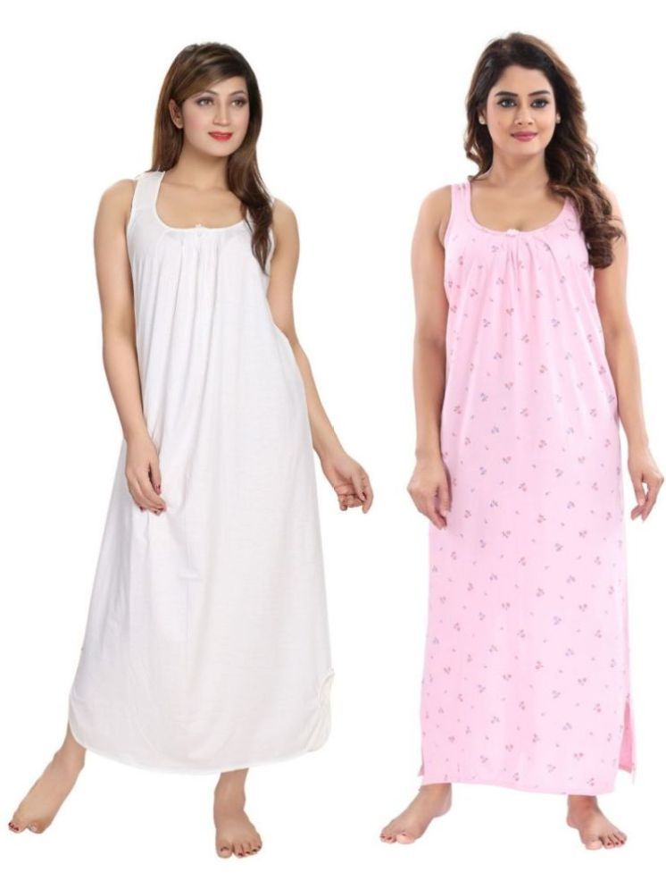     			INNER BEATS Multicolor Cotton Blend Women's Nightwear Nighty & Night Gowns ( Pack of 2 )