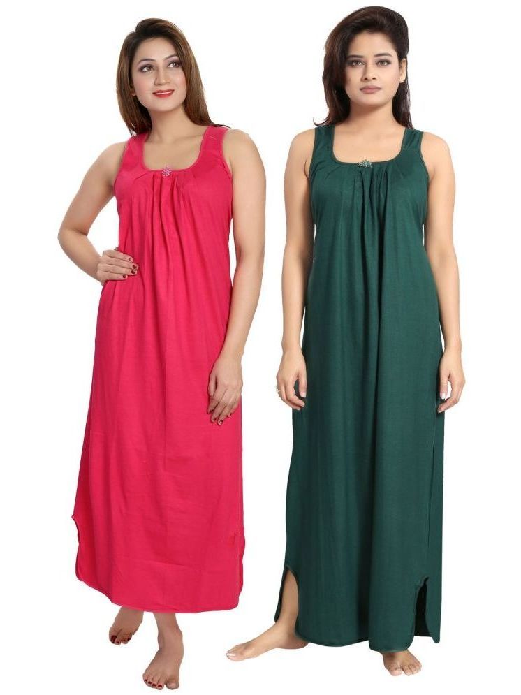     			INNER BEATS Multicolor Cotton Blend Women's Nightwear Nighty & Night Gowns ( Pack of 2 )