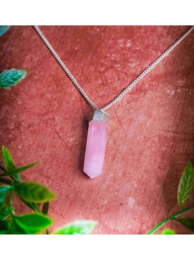     			Japam Silver Plated Rose Quartz Wand Necklace | One Size | Length 12 inches