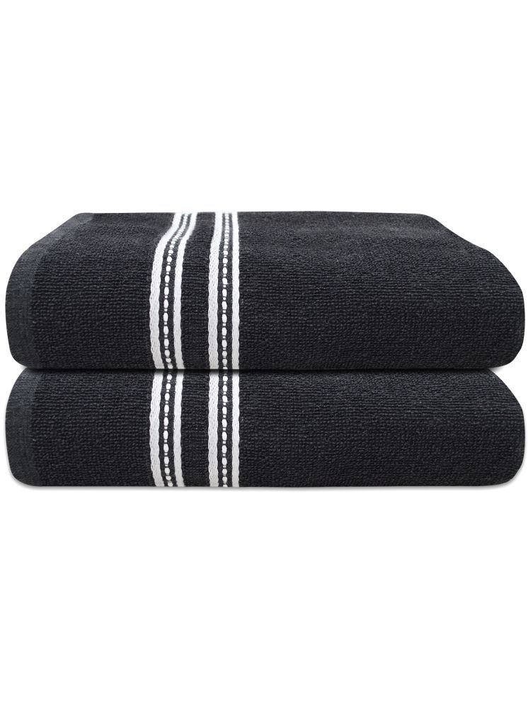     			LADLI JEE Cotton Striped 400 -GSM Bath Towel ( Pack of 2 ) - Dark Grey