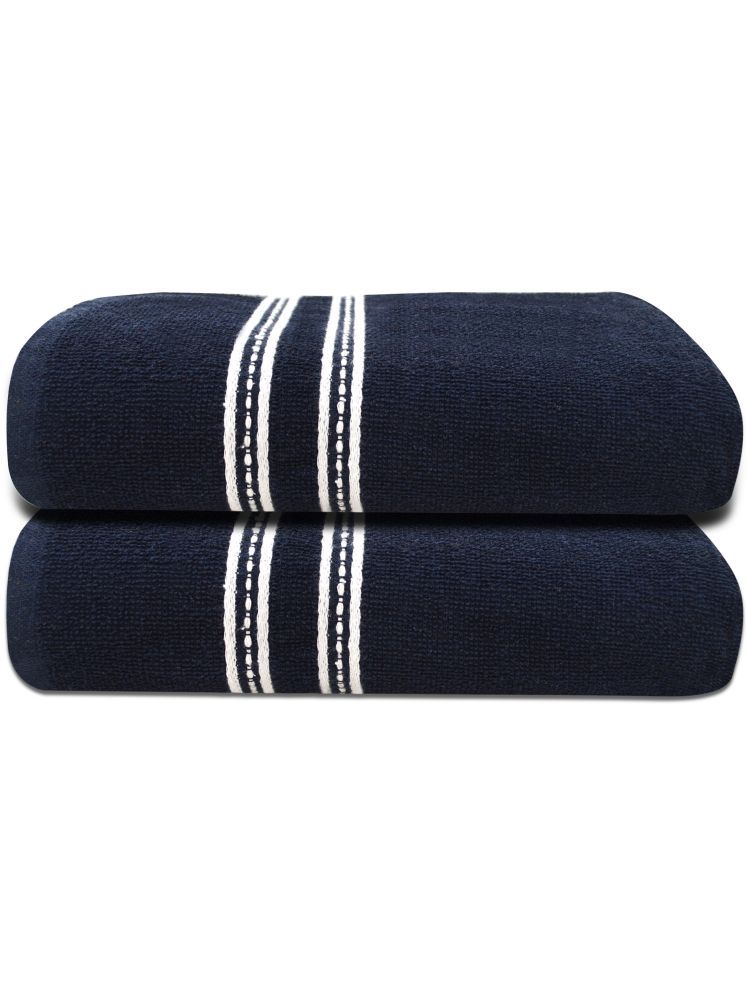     			LADLI JEE Cotton Striped 400 -GSM Bath Towel ( Pack of 2 ) - Navy Blue