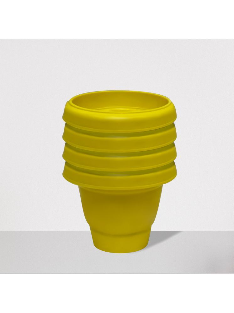     			PHILOSHOP Yellow Plastic Flower Pot ( Pack of 4 )