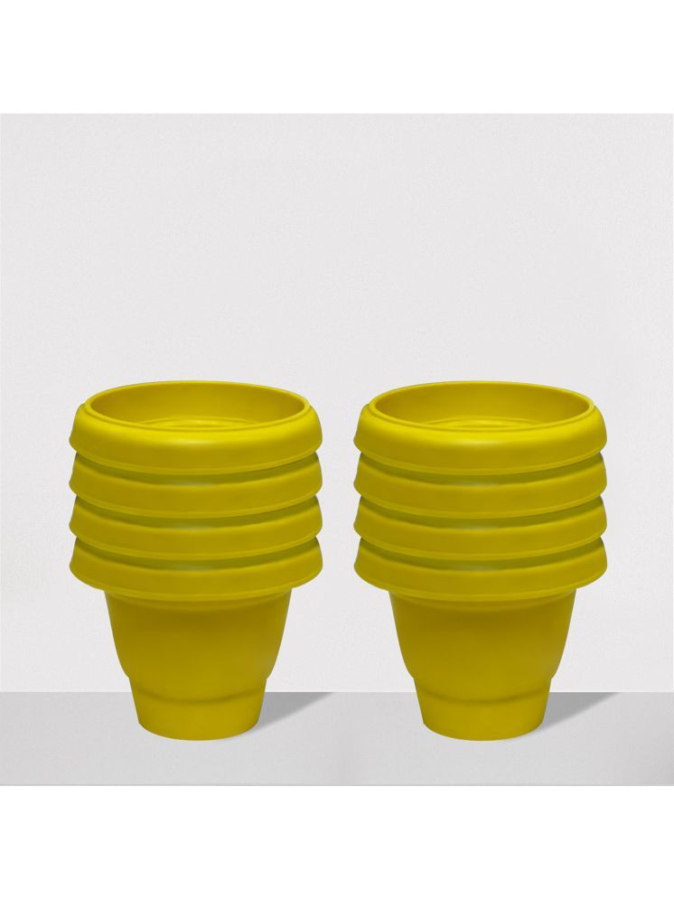     			PHILOSHOP Yellow Plastic Flower Pot ( Pack of 8 )