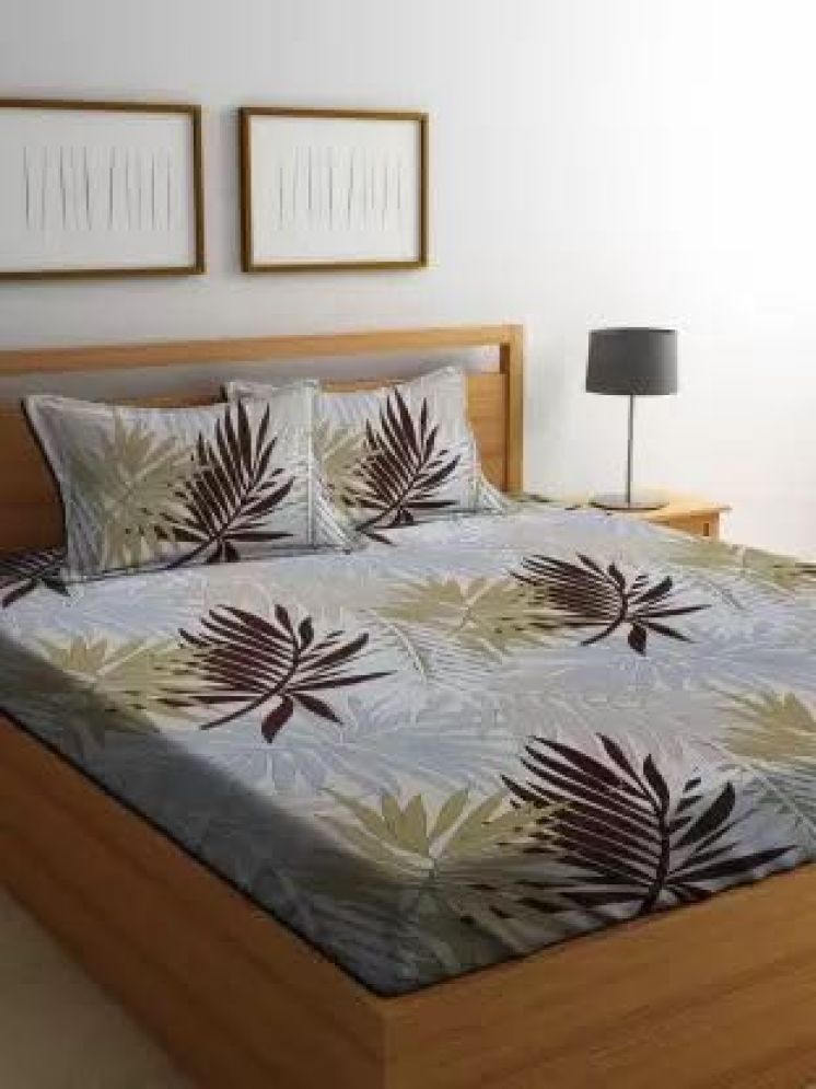     			SWIZIER Microfiber Floral 1 Double with 2 Pillow Covers - Brown