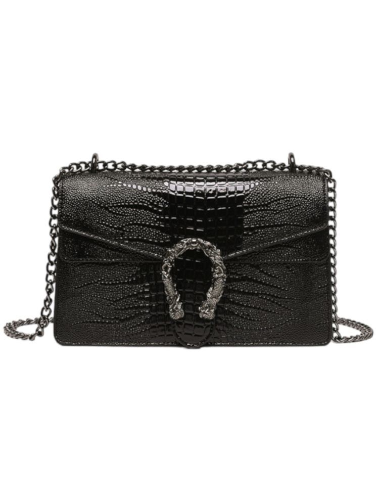     			Santorini Black Faux Leather Sling Bag