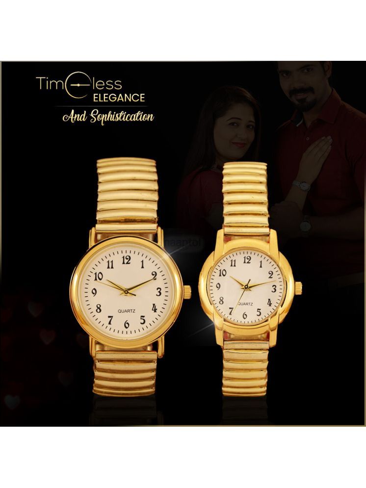     			THMT Gold Stainless Steel Analog Couple's Watch