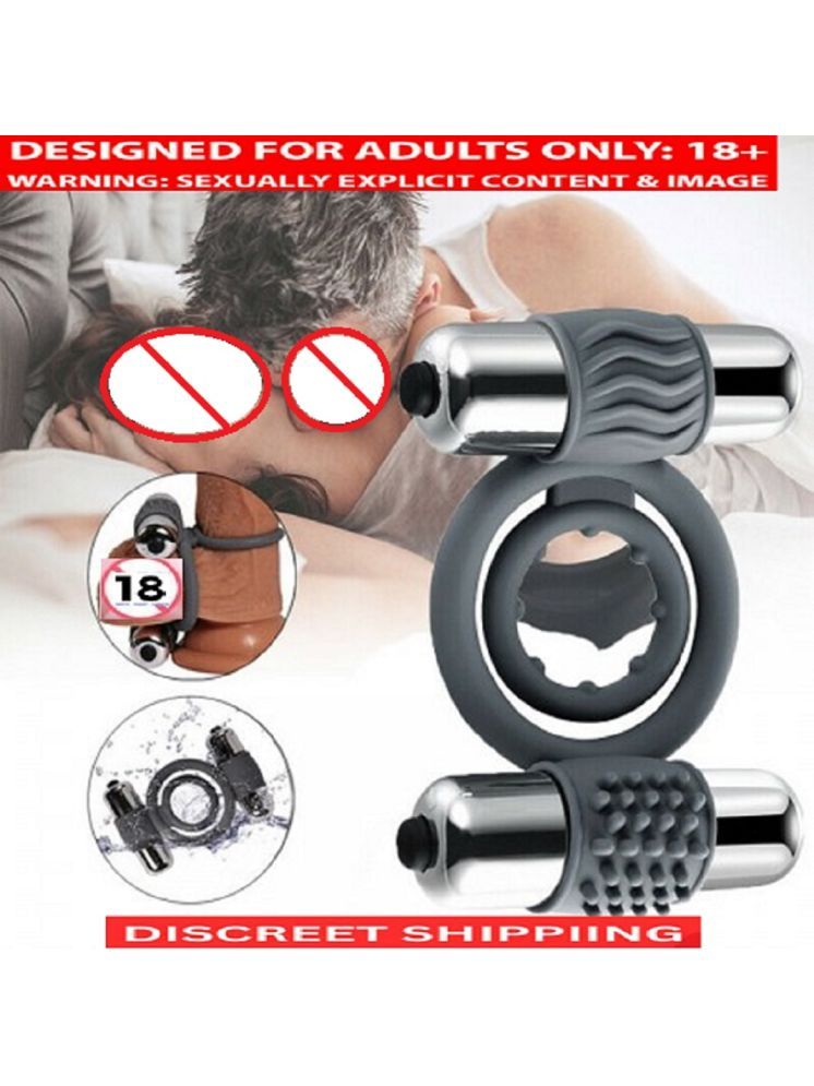     			Textured Vibrating Double Bullet Vibrator Cock Ring For Added Pleasure | Sex Toys For Men