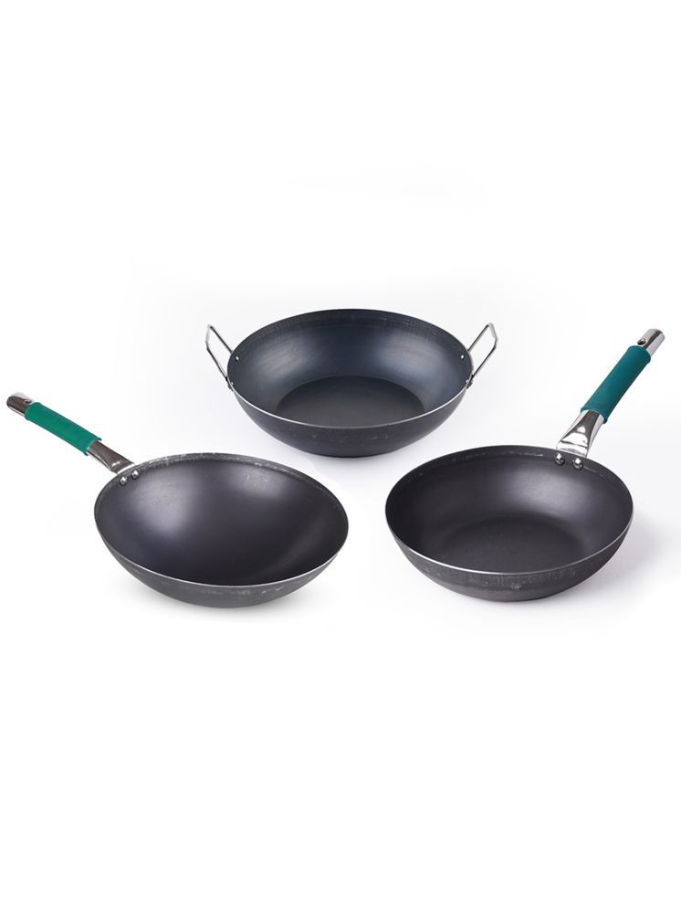     			The Indus Valley Iron Cookware sets Black Iron Cookware Sets ( Set of 3 )