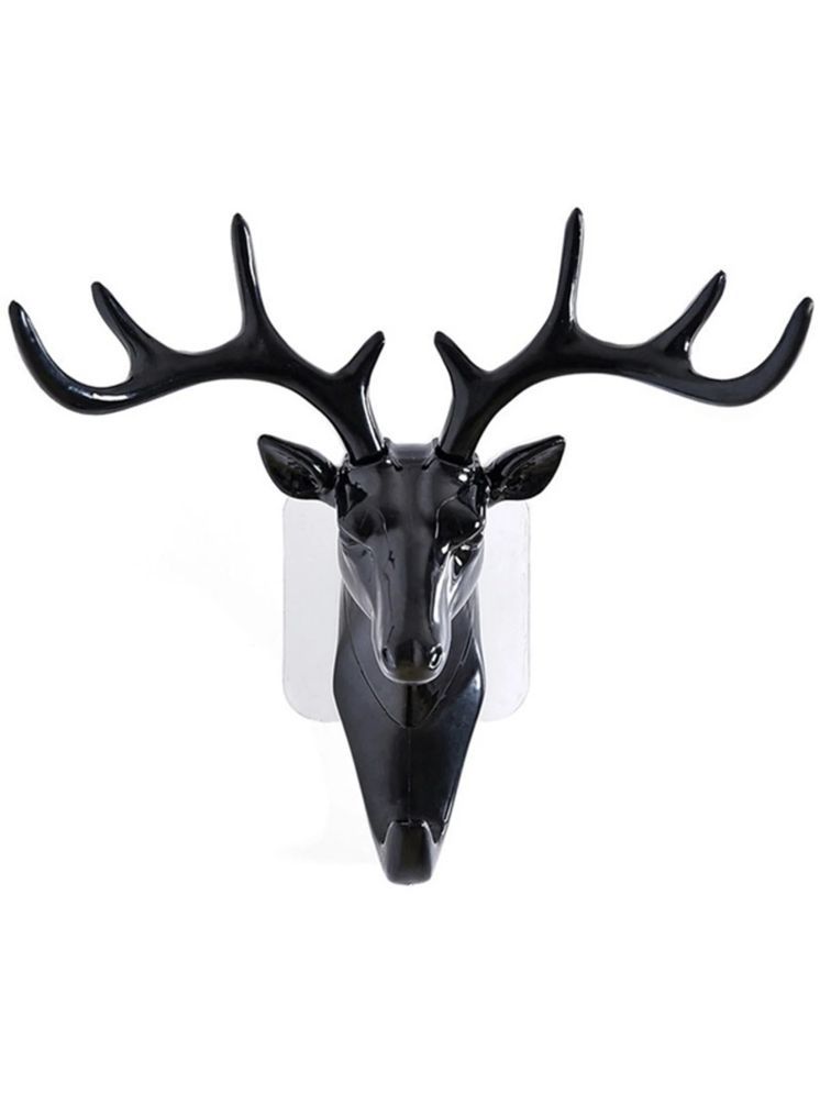     			Uni5 Plastic Black Deer Head Wall Decor Self Adhesive Wall Sculpture Black - Pack of 1