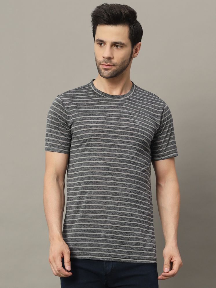     			XFOX Cotton Blend Regular Fit Striped Half Sleeves Men's Round T-Shirt - Grey ( Pack of 1 )