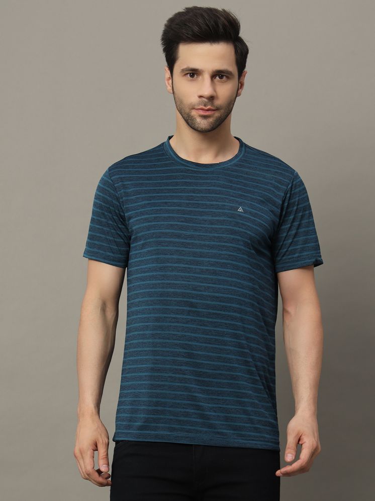     			XFOX Cotton Blend Regular Fit Striped Half Sleeves Men's Round T-Shirt - Blue ( Pack of 1 )